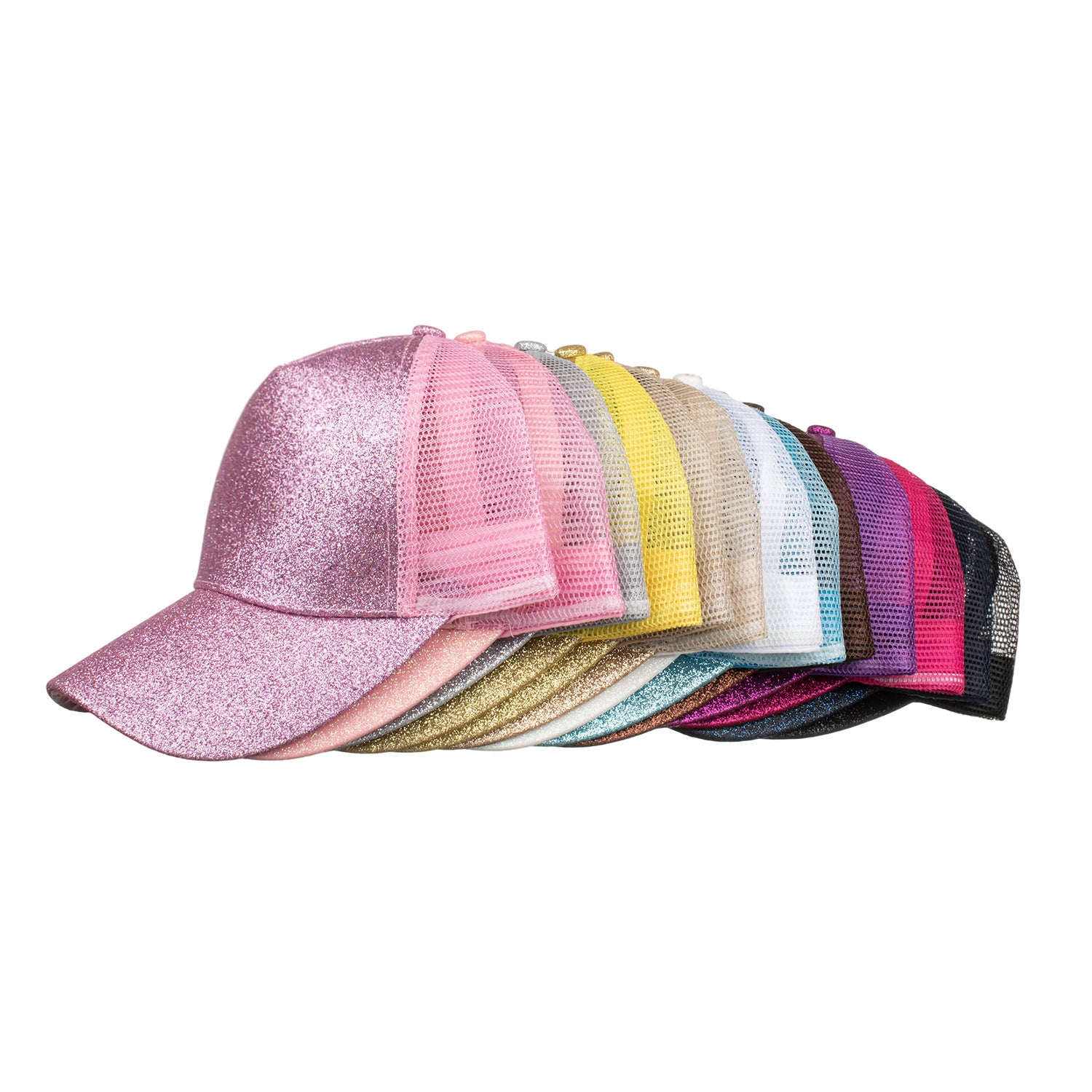 Wholesale new multi-color bright pink ponytail baseball cap ponytail net cap